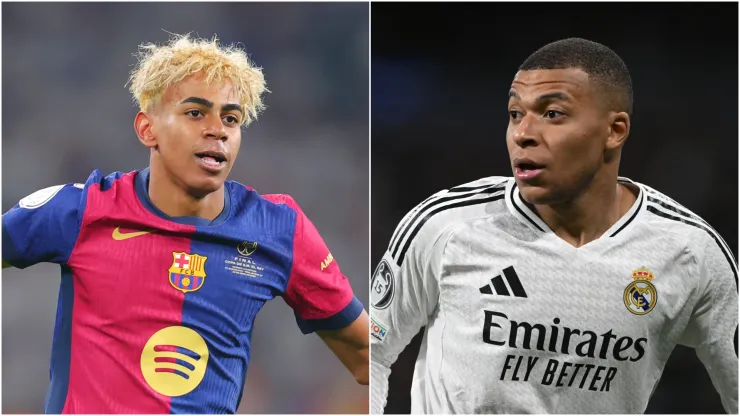 Lamine Yamal (L) of FC Barcelona and Kylian Mbappe (R) of Real Madrid.