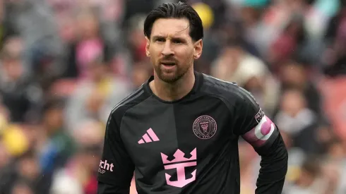 Lionel Messi #10 of Inter Miami CF seen in action during the game against the Columbus Crew at Huntington Bank Field on April 19, 2025 in Cleveland, Ohio.