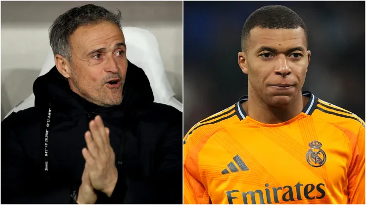 Luis Enrique (left) and Kylian Mbappe (right)