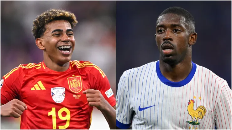 Lamine Yamal (L) of Spain and Ousmane Dembele (R) of France.