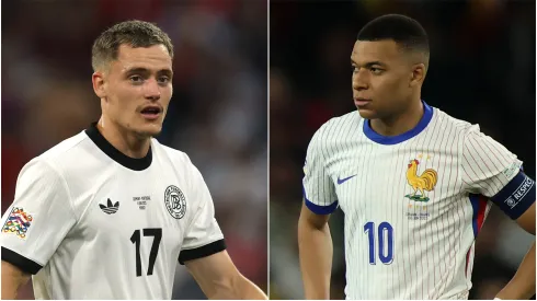 Florian Wirtz (L) of Germany and Kylian Mbappe (R) of France.
