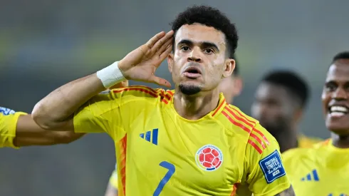 Luis Diaz of Colombia celebrates after scoring the team's first goal during the South of American FIFA World Cup 2026 Qualifier between Colombia and Paraguay at Roberto Melendez Metropolitan Stadium on March 25, 2025 in Barranquilla, Colombia.