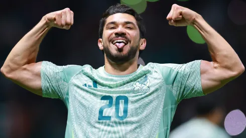 Henry Martin of Mexico celebrates after scoring the team's second goal during the CONCACAF Nations League match between Mexico and Honduras at Nemesio Diez Stadium on November 19, 2024 in Toluca, Mexico.