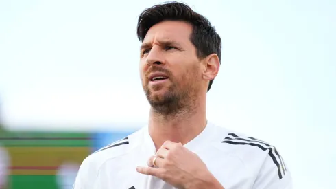 Lionel Messi #10 of Inter Miami CF warms up prior to the MLS match between Inter Miami CF and Columbus Crew at Chase Stadium on May 31, 2025 in Fort Lauderdale, Florida.