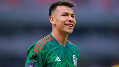 Hirving Lozano of Mexico looks on during the match between Mexico and Jamaica as part of the CONCACAF Nations League at Azteca stadium on March 26, 2023 in Mexico City, Mexico.