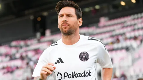 Lionel Messi #10 of Inter Miami CF enters the pitch for warm-ups prior to the MLS match between Inter Miami CF and Columbus Crew at Chase Stadium on May 31, 2025 in Fort Lauderdale, Florida.