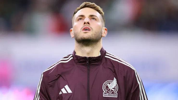 Santiago Gimenez of Mexico looks on during the CONMEBOL Copa America 2024 Group B match between Mexico and Jamaica at NRG Stadium on June 22, 2024 in Houston, Texas.