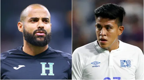 Edrick Menjivar of Honduras and Marvin Marquez #23 of El Salvador.