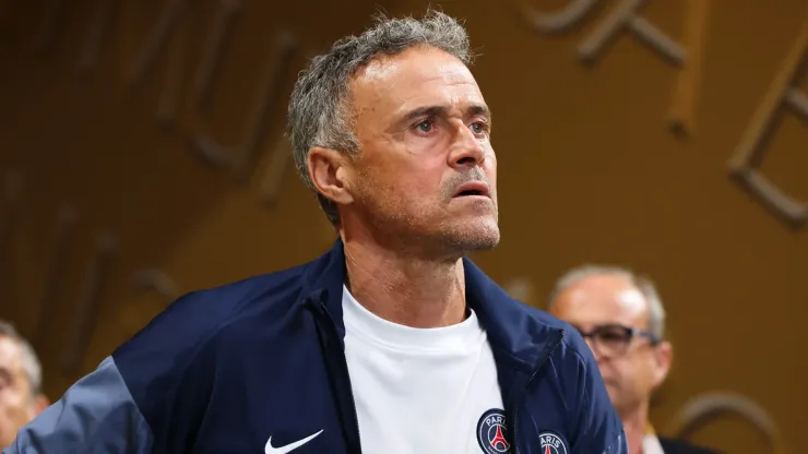 Luis Enrique, Head Coach of Paris Saint-Germain, arrives at the stadium prior to the FIFA Club World Cup 2025 quarter-final match between Paris Saint-Germain and FC Bayern München at Mercedes-Benz Stadium on July 05, 2025 in Atlanta, Georgia.