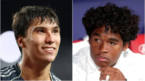 Gonzalo Garcia (L) #30 and Endrick (R) of Real Madrid.