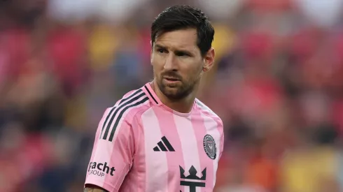 Lionel Messi #10 of Inter Miami CF looks on during the MLS match between New York Red Bulls and Inter Miami CF at Sports Illustrated Stadium on July 19, 2025 in Harrison, New Jersey.