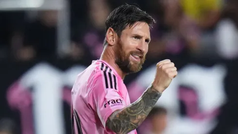 Lionel Messi #10 of Inter Miami CF celebrates after scoring the team's second goal during the MLS match between Inter Miami CF and Nashville SC at Chase Stadium on July 12, 2025 in Fort Lauderdale, Florida.