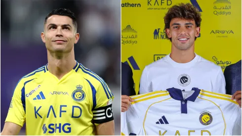 Cristiano Ronaldo (L) and Joao Felix (R) of Al Nassr.
