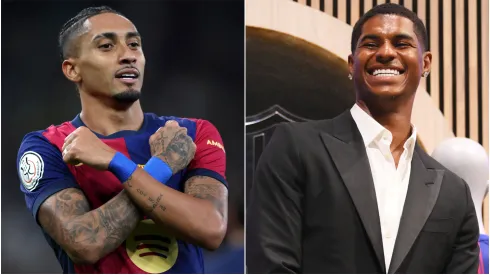 Raphinha (left) and Marcus Rashford (right)