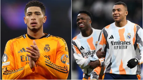 Jude Bellingham (left), Kylian Mbappe and Vinicius (right)