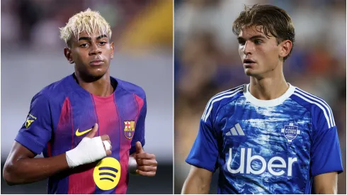 Lamine Yamal (L) of FC Barcelona and Nico Paz (R) of Como.