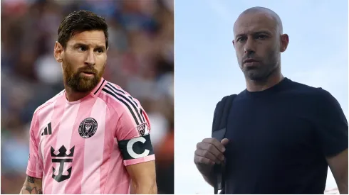 Lionel Messi (L) and head coach Javier Mascherano (R) of Inter Miami.