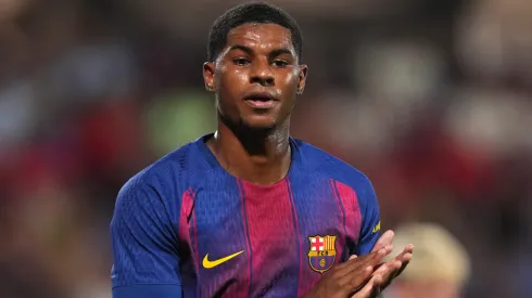 Marcus Rashford of FC Barcelona applauds during the Joan Gamper Trophy match between FC Barcelona and Como1907.