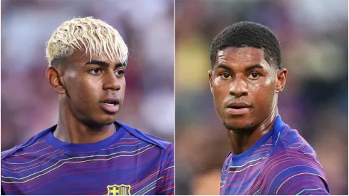 Barcelona forwards Lamine Yamal and Marcus Rashford.