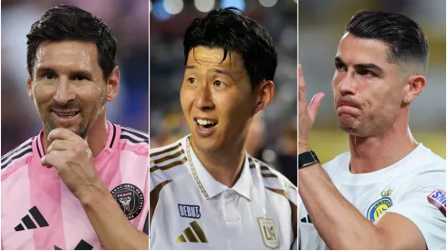 Lionel Messi (left), Son Heung-min (center), and Cristiano Ronaldo (right)
