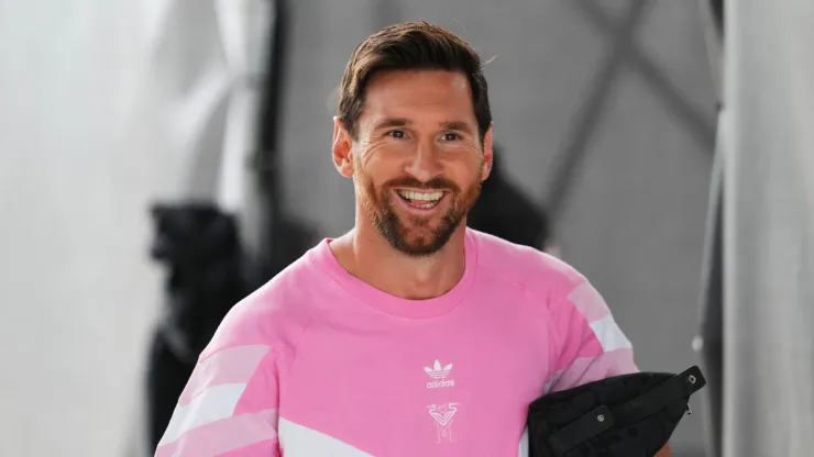 Lionel Messi #10 of Inter Miami CF arrives at the stadium prior to the Leagues Cup Semifinal between Inter Miami CF and Orlando City at Chase Stadium on August 27, 2025 in Fort Lauderdale, Florida.