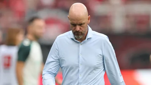 Head coach Erik Ten Hag of Bayer 04 Leverkusen looks dejected after the 3-3 draw of the Bundesliga match between SV Werder Bremen and Bayer 04 Leverkusen at Weserstadion on August 30, 2025 in Bremen, Germany.