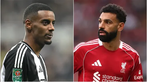 Alexander Isak (L) of Newcastle United and Mohamed Salah (R) of Liverpool.
