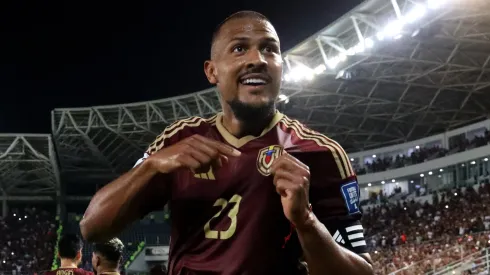 Salomon Rondon of Venezuela celebrates scoring his team's first goal during the South of American FIFA World Cup 2026 Qualifier between Venezuela and Peru at Estadio Monumental de Monagas on March 25, 2025 in Maturin, Venezuela.