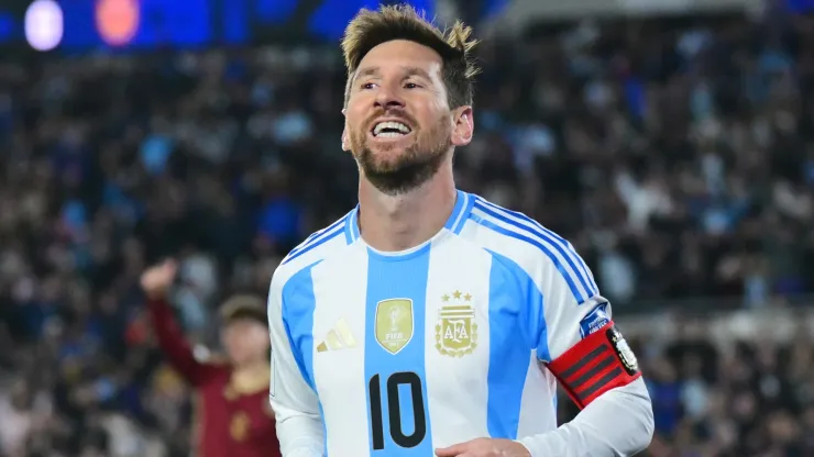 Lionel Messi of Argentina reacts during the South American FIFA World Cup 2026 Qualifier match between Argentina and Venezuela at Estadio Más Monumental Antonio Vespucio Liberti on September 04, 2025 in Buenos Aires, Argentina.