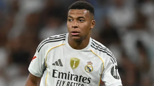 Kylian Mbappe of Real Madrid looks on during the LaLiga EA Sports match between Real Madrid CF and RCD Mallorca at Estadio Santiago Bernabeu on August 30, 2025 in Madrid, Spain.
