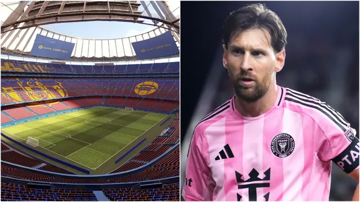 Predicted image of new Camp Nou (left) and Lionel Messi (right)