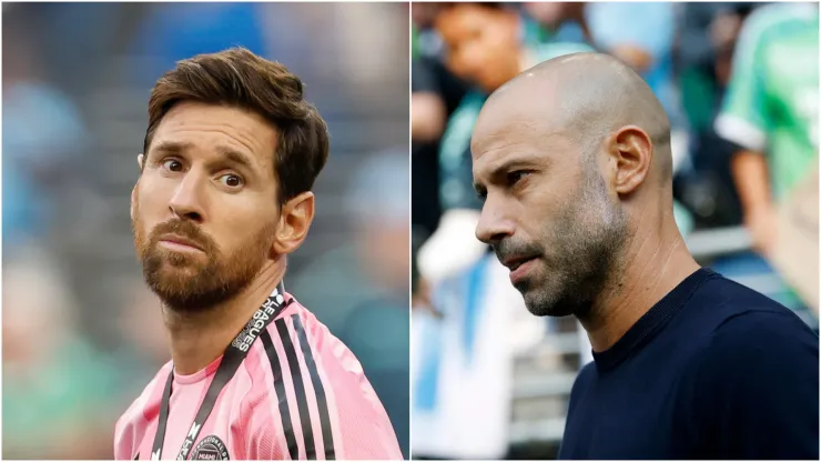 Inter Miami forward Lionel Messi and head coach Javier Mascherano.