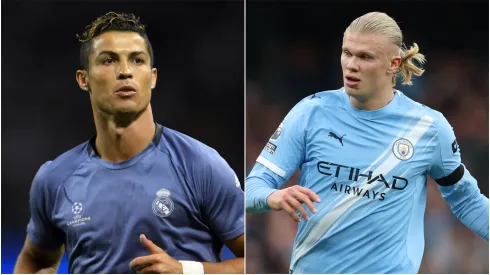 Cristiano Ronaldo (L) of Real Madrid and Erling Haland (R) of Manchester City.