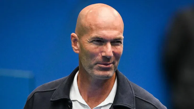 Former French football player Zinedine ZIDANE during the presentation of Kylian MBAPPE as new player of Real Madrid CF at Santiago Bernabeu Stadium on July 16, 2024 in Madrid, Spain.