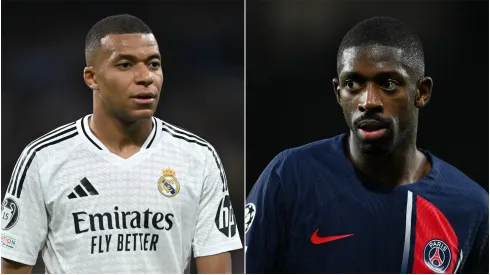 Kylian Mbappe (L) of Real Madrid and Ousmane Dembele (R) of Paris Saint-Germain.