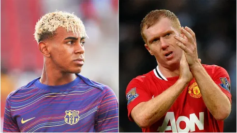 Barcelona winger Lamine Yamal and Manchester United legend Paul Scholes.