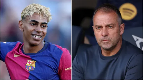 Lamine Yamal (L) and Hansi Flick (R), Head Coach of FC Barcelona.