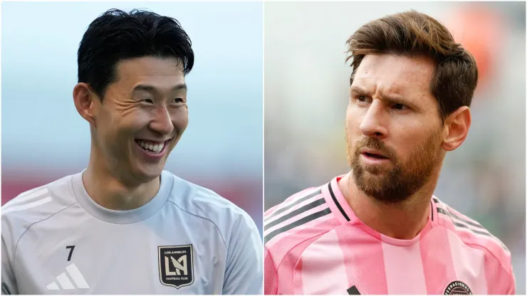 Son Heung-Min (L) #7 of Los Angeles FC and Lionel Messi (R) #10 of Inter Miami.