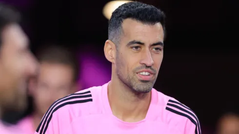 Sergio Busquets #5 of Inter Miami CF warms up prior to the MLS match between Inter Miami CF and New England Revolution at Chase Stadium on October 04, 2025 in Fort Lauderdale, Florida.