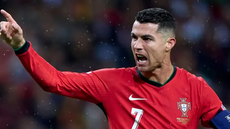 Cristiano Ronaldo of Portugal reacts during the UEFA Nations League 2024 25 League A Group A1 match between Portugal and Poland at Estadio Do Dragao in Porto, Portugal, on November 15, 2024.