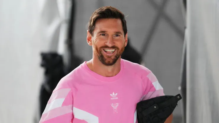 Lionel Messi #10 of Inter Miami CF arrives at the Chase Stadium.