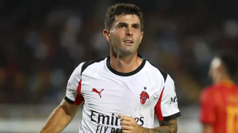 Christian Pulisic of AC Milan celebrates after scoring.