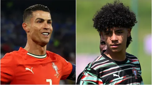 Cristiano Ronaldo (L) and Cristiano Jr. (R) Portugal.