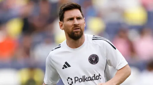 Lionel Messi #10 of Inter Miami warming up prior to Nashville SC game.