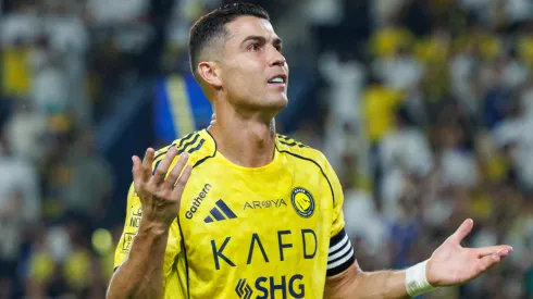 Cristiano Ronaldo of Al-Nassr FC celebrates scoring a goal.