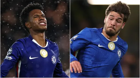 Estevao and Marc Guiu of Chelsea scoring a goal.