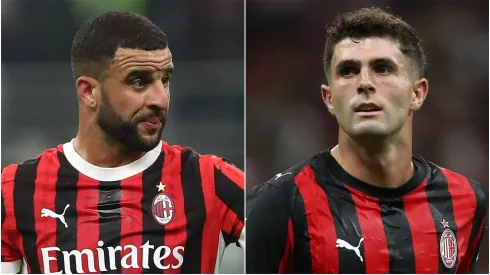 Kyle Walker (L) and Christian Pulisic (R) of AC Milan.