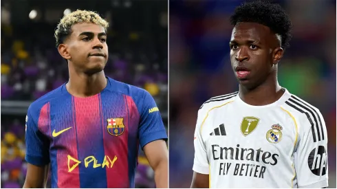 Lamine Yamal (L) of FC Barcelona and Vinicius Junior (R) of Real Madrid.