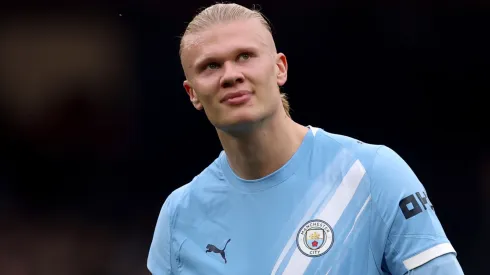 Erling Haland of Manchester City smiling.