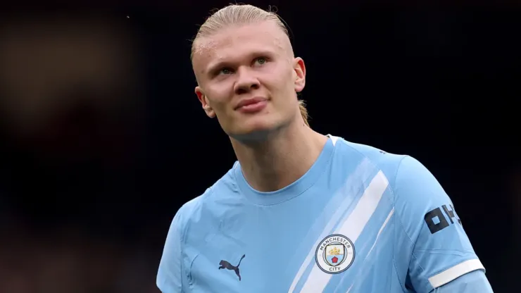 Erling Haland of Manchester City smiling.